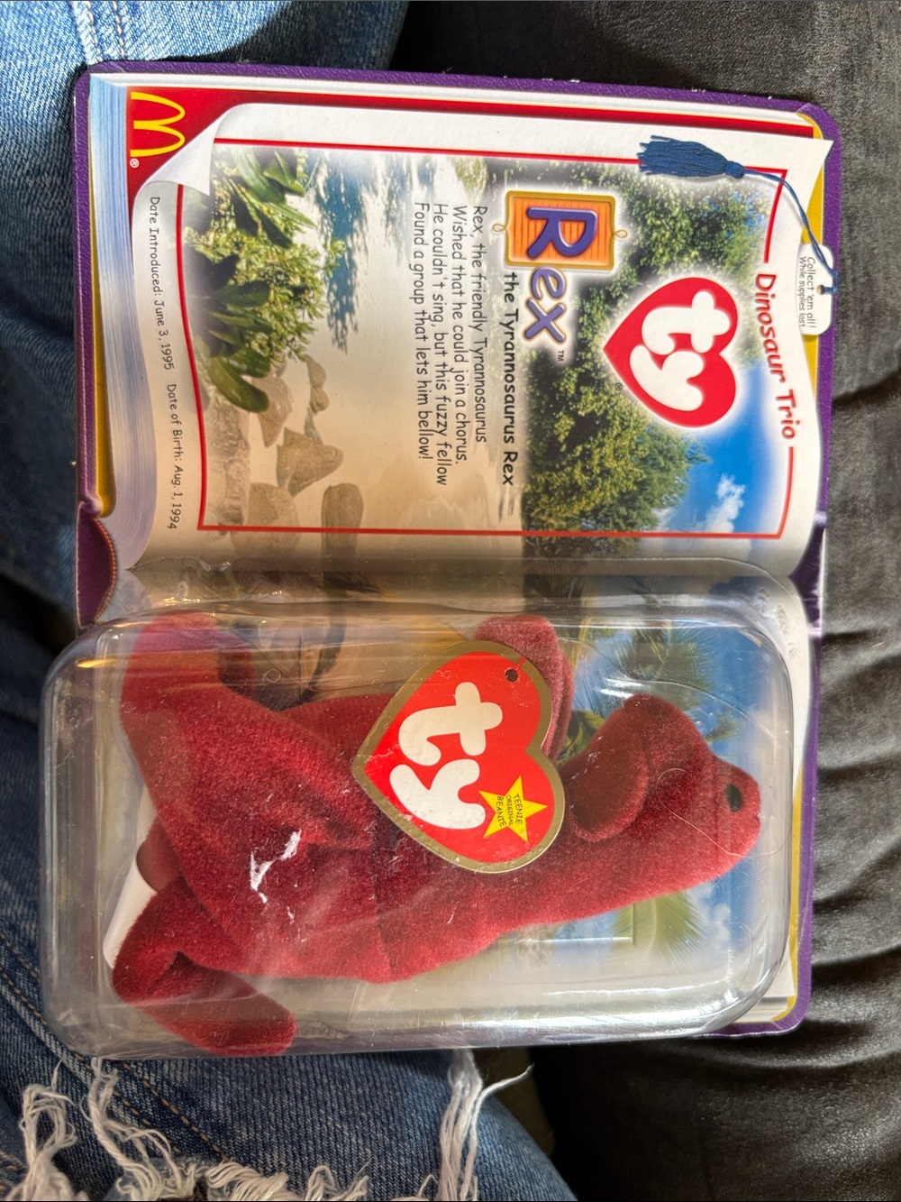 Ty Red Rex Dinosaur Trio Plush with Heart Tag